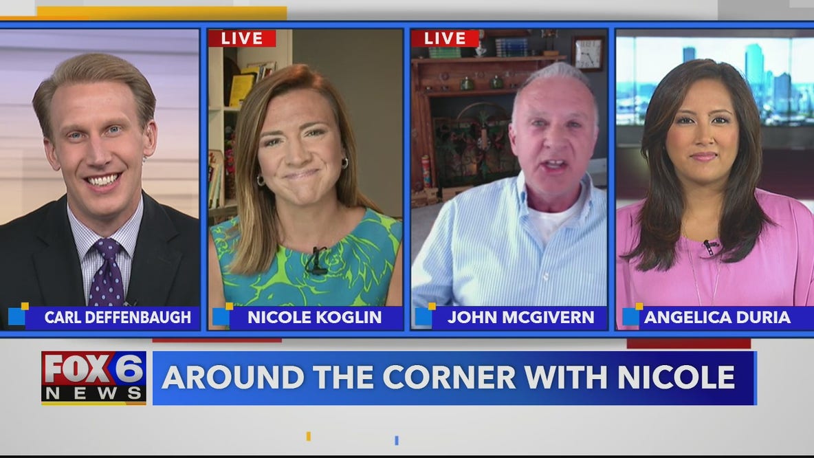 Nicole Koglin chats with John McGivern one last time before she leaves FOX6